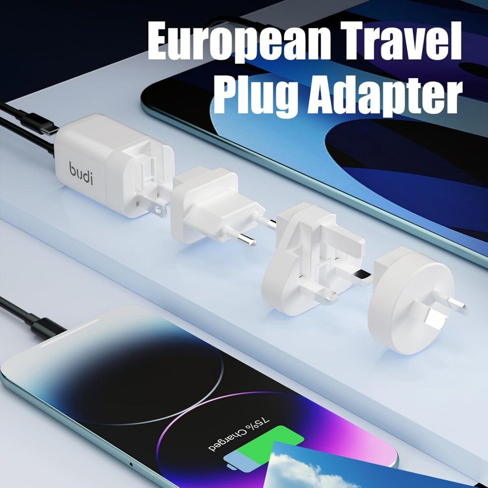 33W Dual Usb-C PD Gan Mini Global Travel Charger - Fast Charging Budi FoneFunShop