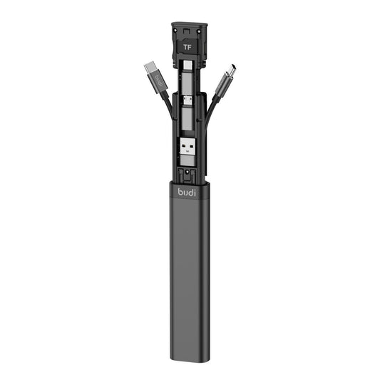 Budi 9-in-1 Essential Travel Charging & Data Sync Cable Stick For Smart Phone TF Card Storage - Black Cable FoneFunShop   