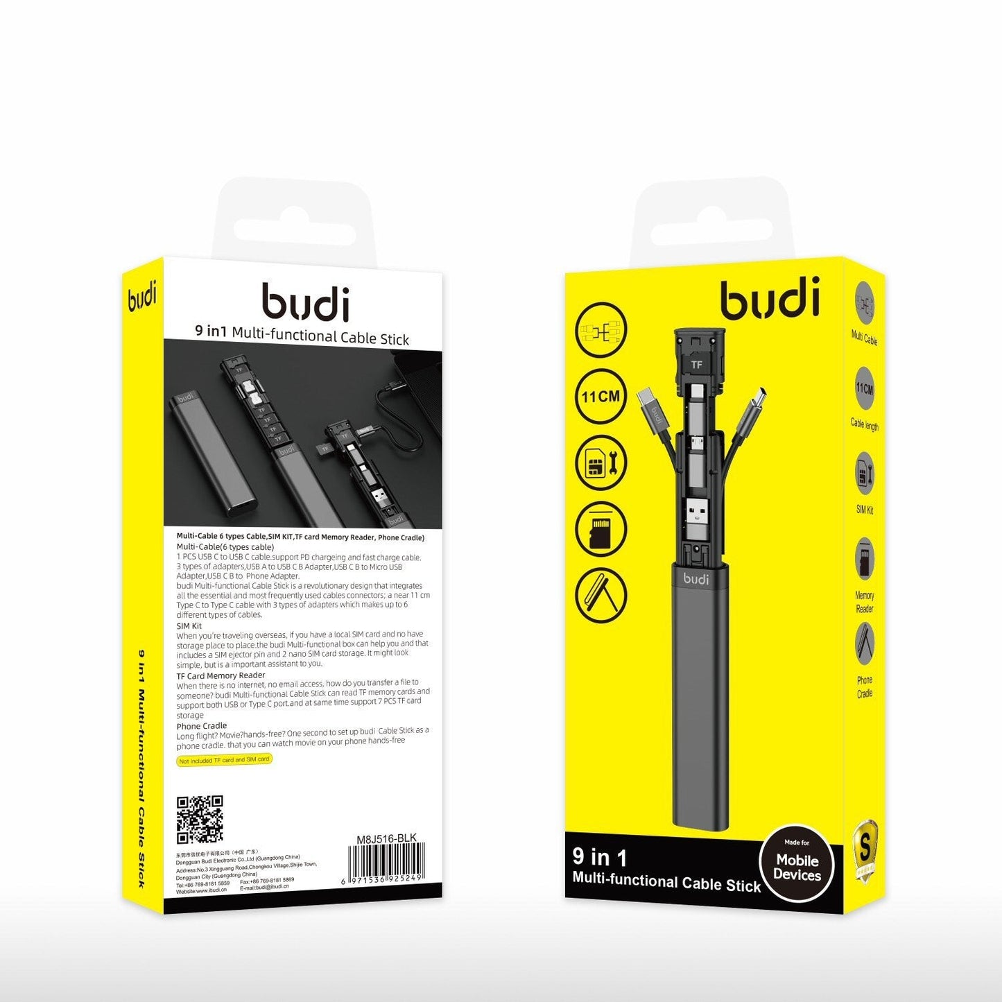 Bundle - Multi Universal Charging Cable Stick for Travel in Black (Pack of 2) Cable FoneFunShop