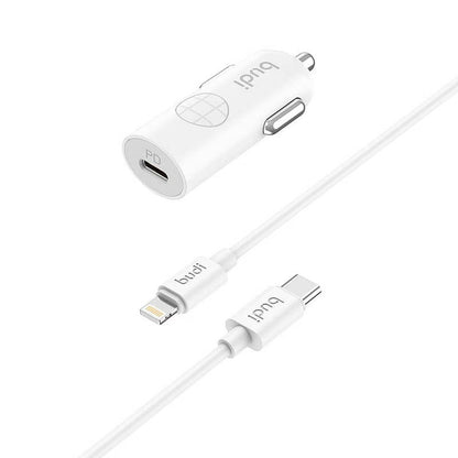 Budi Mini Fast Car Charger PD 33W with 1.2m USB-C to 8-Pin Cable Budi FoneFunShop