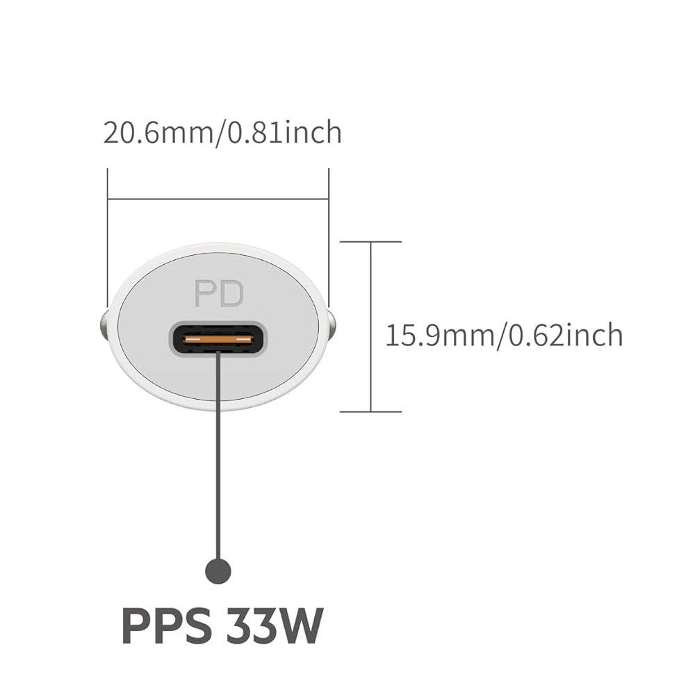 Budi Mini Fast Car Charger PD 33W with 1.2m USB-C to USB-C Cable Budi FoneFunShop