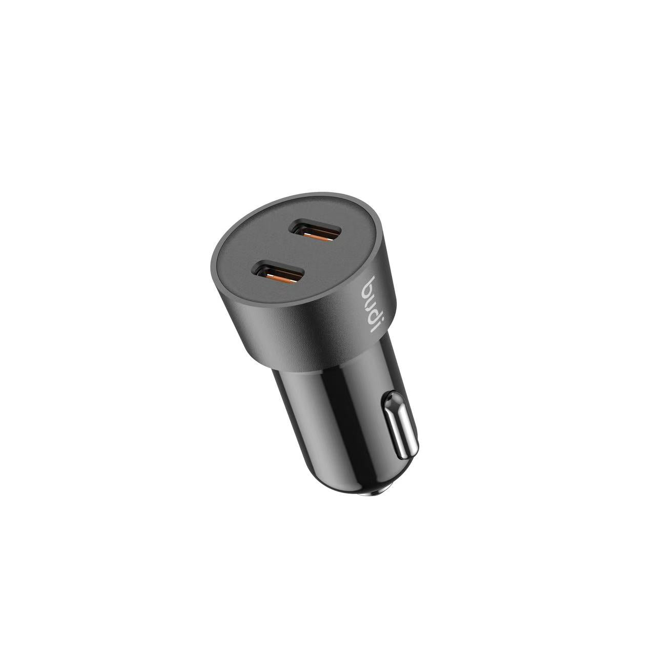 Budi Mini Car Charger PD 33W Fast Charger with 2 x USB-C Port and 1.2m USB-C Cable car FoneFunShop