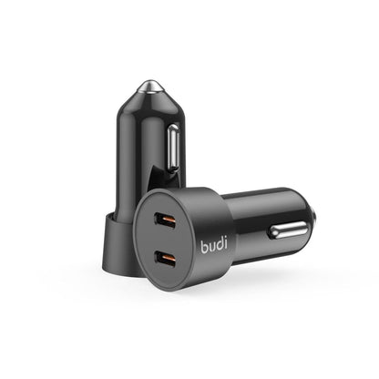 Budi Mini Car Charger PD 33W Fast Charger with 2 x USB-C Port and 1.2m USB-C Cable car FoneFunShop