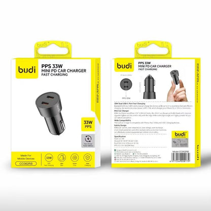 Budi Mini Car Charger PD 33W Fast Charger with 2 x USB-C Port car FoneFunShop