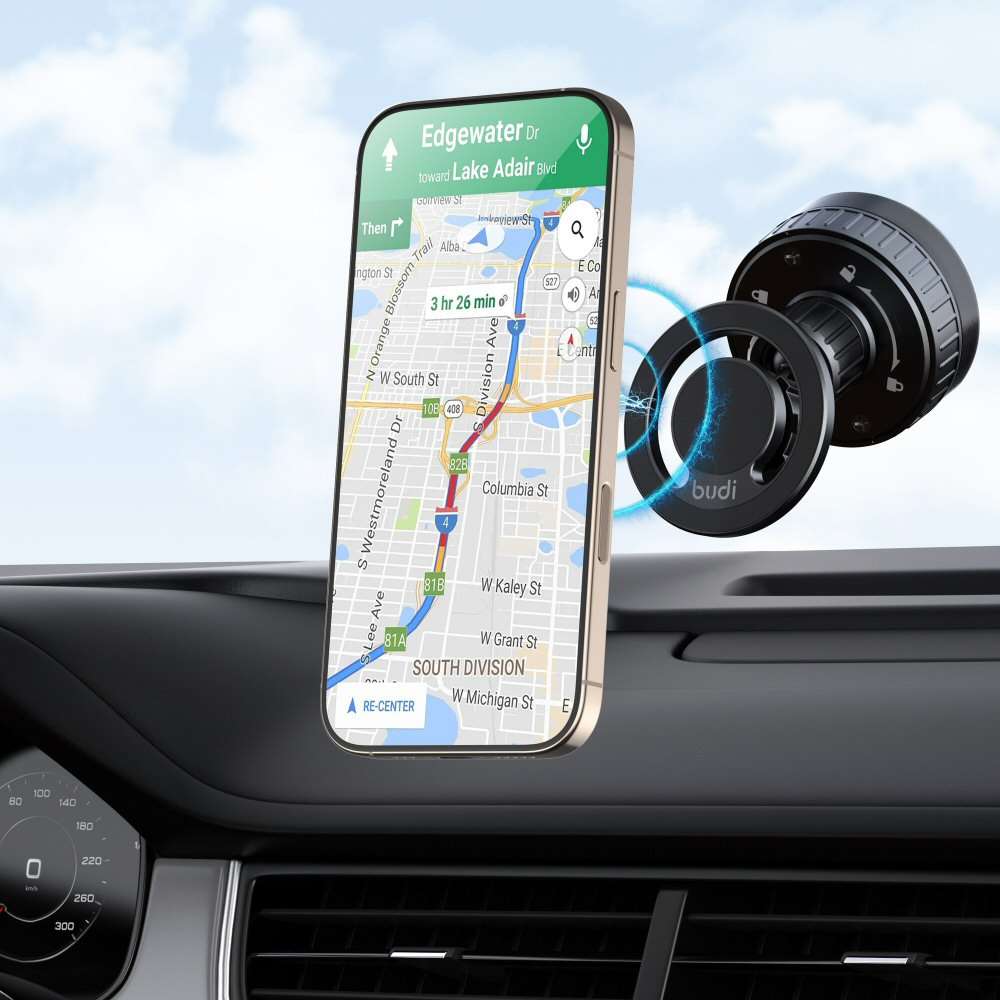 Budi 2 in 1 Magnetic Universal Car Mount Rotation Base Budi FoneFunShop
