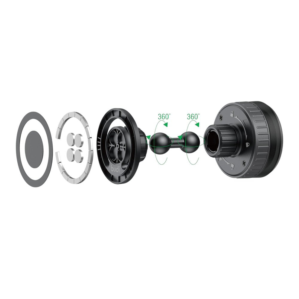 Budi 2 in 1 Magnetic Universal Car Mount Rotation Base Budi FoneFunShop