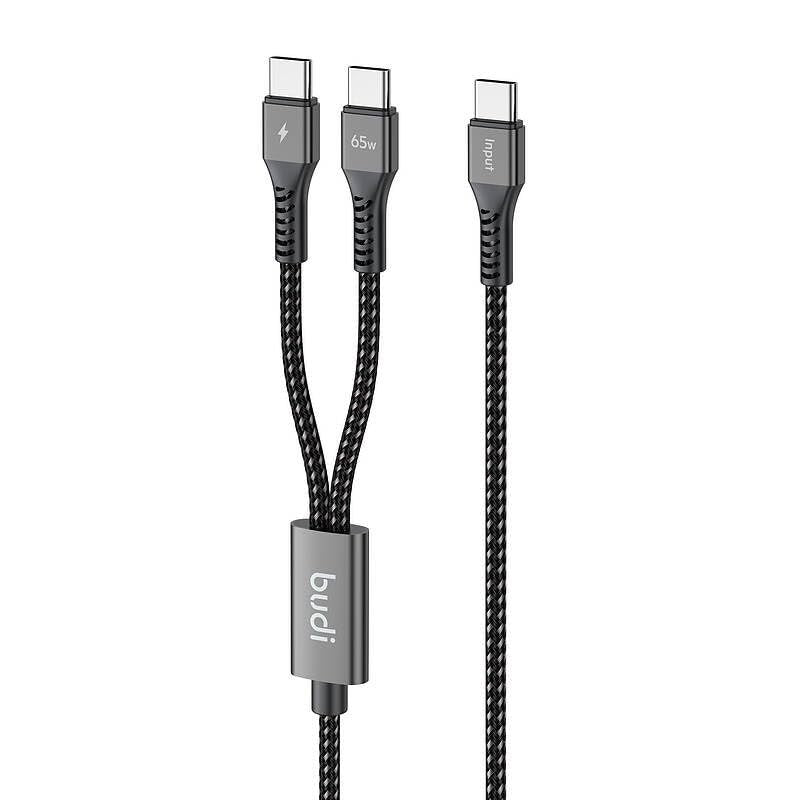 Budi 1.2M PD65W Super Fast Charge Cable Type C to Dual Type C Power Delivery Cable FoneFunShop