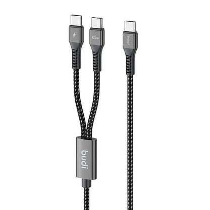 Budi 1.2M PD65W Super Fast Charge Cable Type C to Dual Type C Power Delivery Cable FoneFunShop