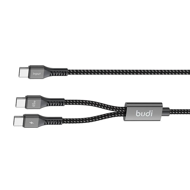 Budi 1.2M PD65W Super Fast Charge Cable Type C to Dual Type C Power Delivery Cable FoneFunShop