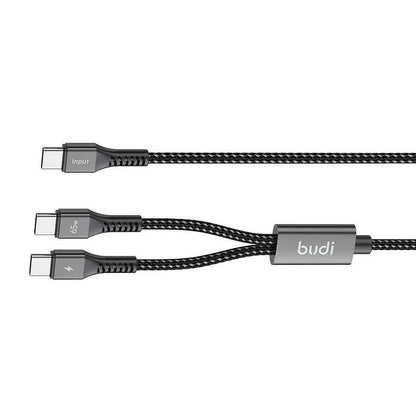 Budi 1.2M PD65W Super Fast Charge Cable Type C to Dual Type C Power Delivery Cable FoneFunShop