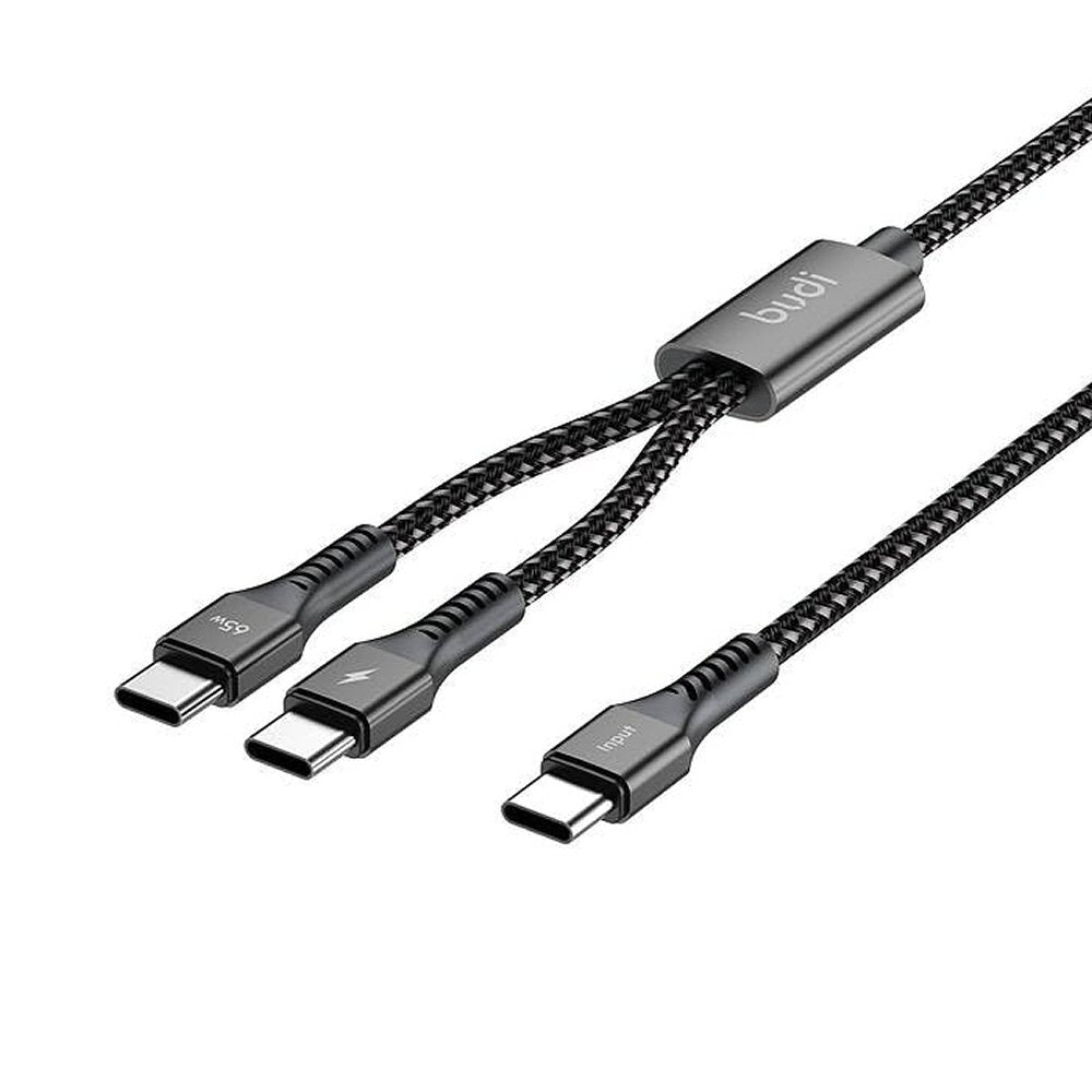 Budi 1.2M PD65W Super Fast Charge Cable Type C to Dual Type C Power Delivery Cable FoneFunShop