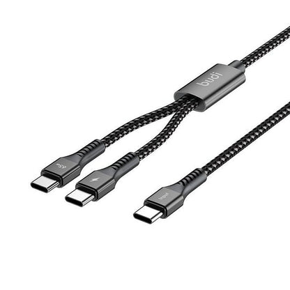 Budi 1.2M PD65W Super Fast Charge Cable Type C to Dual Type C Power Delivery Cable FoneFunShop