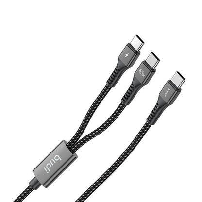 Budi 1.2M PD65W Super Fast Charge Cable Type C to Dual Type C Power Delivery Cable FoneFunShop