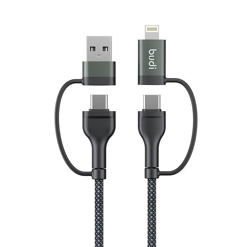 Budi 4in1 USB-C 8Pin USB-A PD65W/PD27W Aluminium Shell Fast Charging Cable Cable FoneFunShop