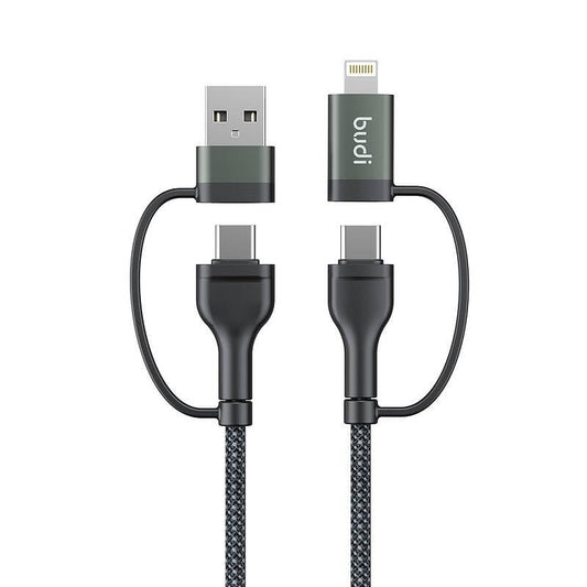 Budi 4in1 USB-C 8Pin USB-A PD65W/PD27W Aluminium Shell Fast Charging Cable Cable FoneFunShop