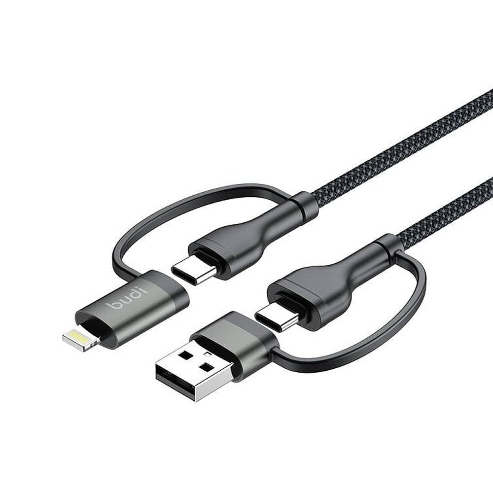 Budi 4in1 USB-C 8Pin USB-A PD65W/PD27W Aluminium Shell Fast Charging Cable Cable FoneFunShop