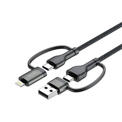 Budi 4in1 USB-C 8Pin USB-A PD65W/PD27W Aluminium Shell Fast Charging Cable Cable FoneFunShop