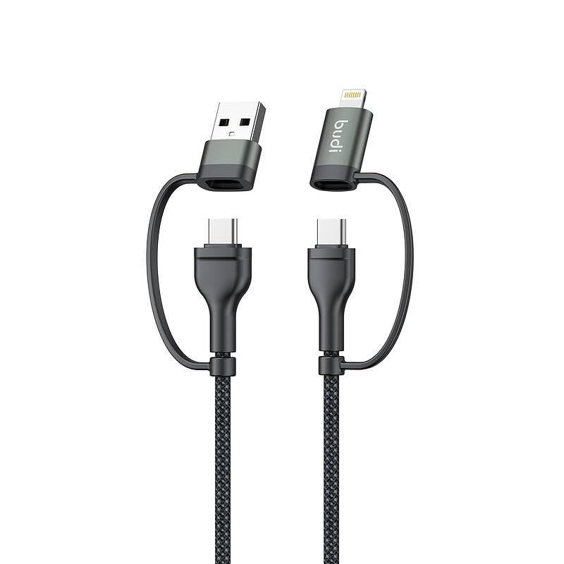 Budi 4in1 USB-C 8Pin USB-A PD65W/PD27W Aluminium Shell Fast Charging Cable Cable FoneFunShop