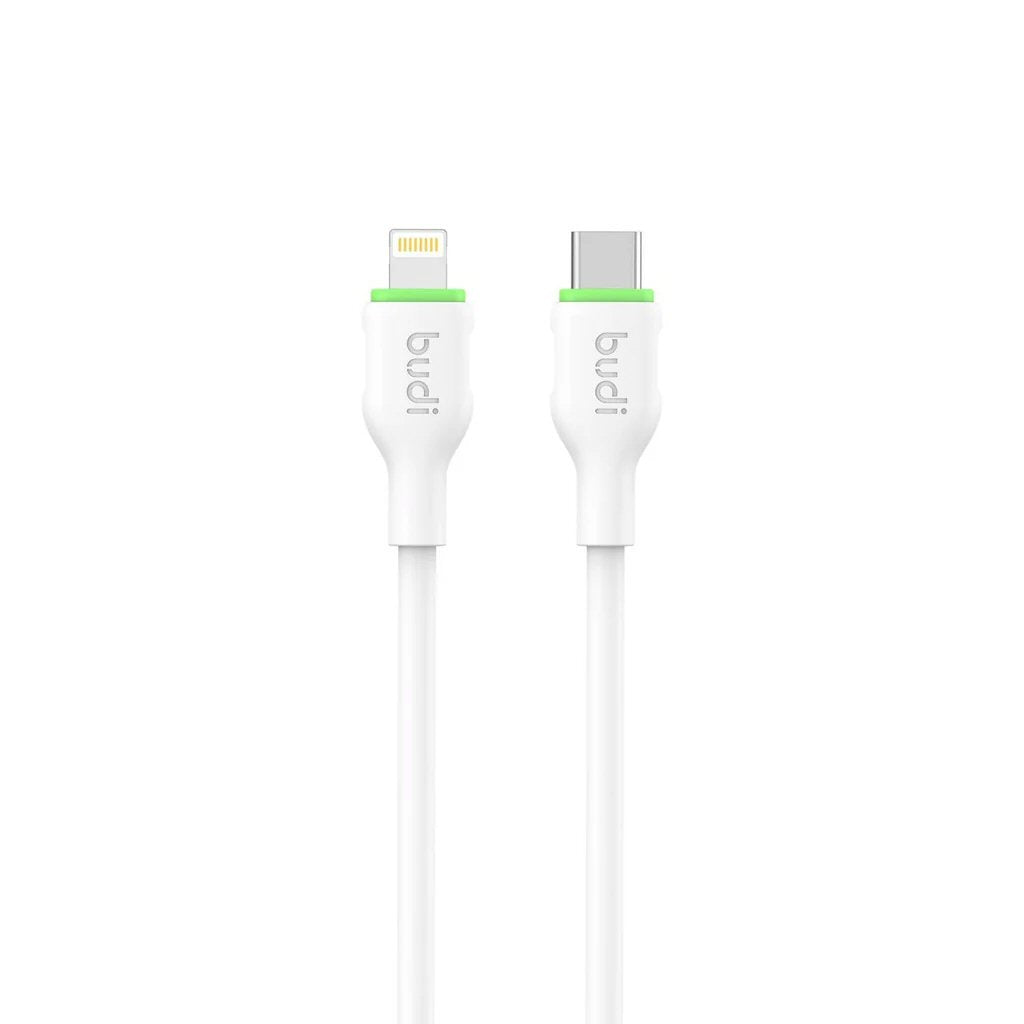 Budi 1.2M PD27W Cable White USB-C To 8Pin Cable FoneFunShop