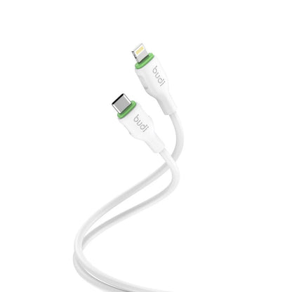 Budi 2.1M PD27W Cable White USB-C To 8Pin Cable FoneFunShop