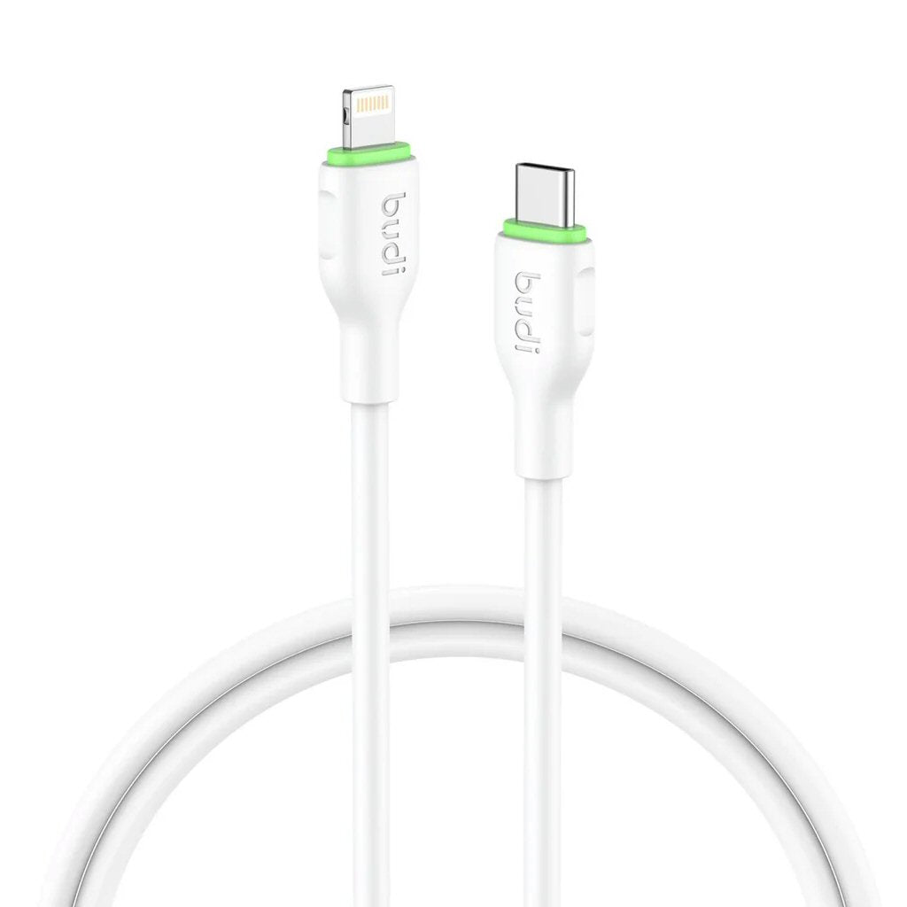 Budi 2.1M PD27W Cable White USB-C To 8Pin Cable FoneFunShop