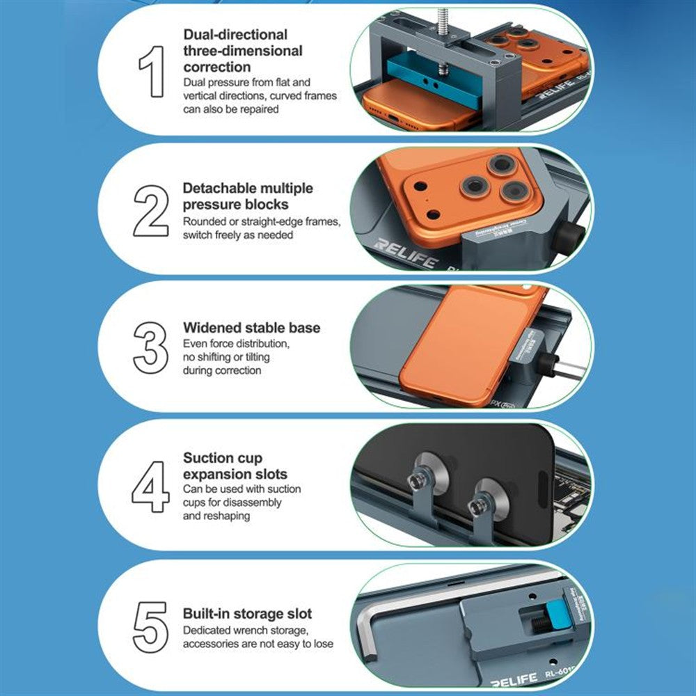 Relife RL-601PX Pro Phone Frame Repair Tool Multi Directional And Corner Correction Phone Repair Tools FoneFunShop