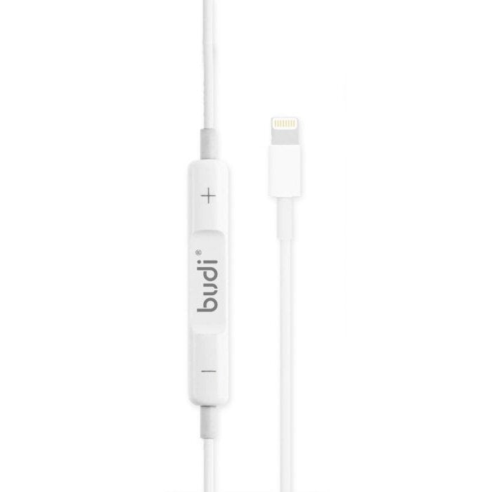 Budi Earphones For iPhone 5 to 14 True Sound 1.2M Cable 8Pin - White Cable FoneFunShop