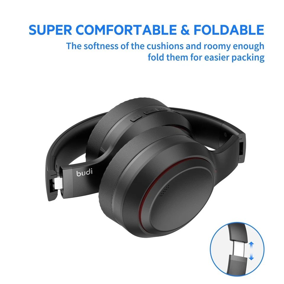 Budi Wireless Stereo Headphones Bluetooth 5.4 Foldable Built-in Microphone EP52B Budi FoneFunShop
