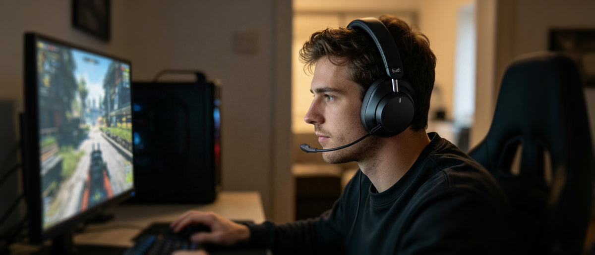 Budi Wireless Gaming Headset 2.4G Bluetooth Wired 40mm Drivers 33H Headset FoneFunShop