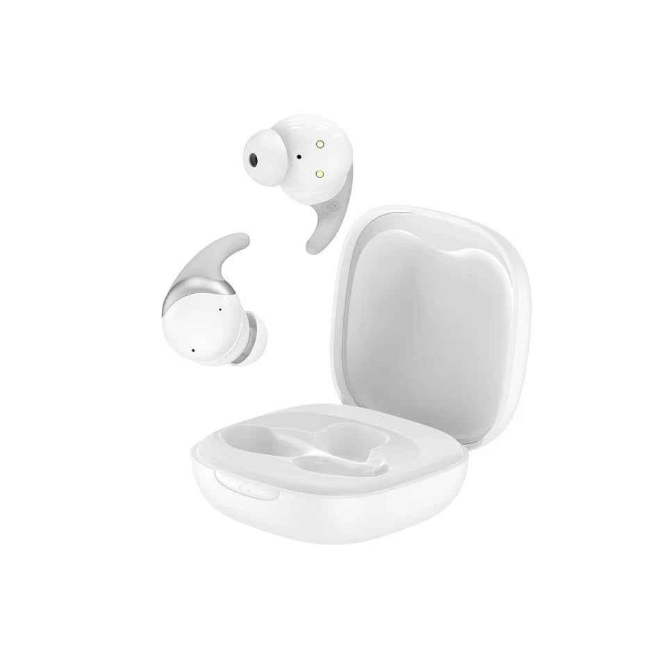 Budi Wireless Stereo Earphone With TWS Noise Cancelling in White Earphones FoneFunShop