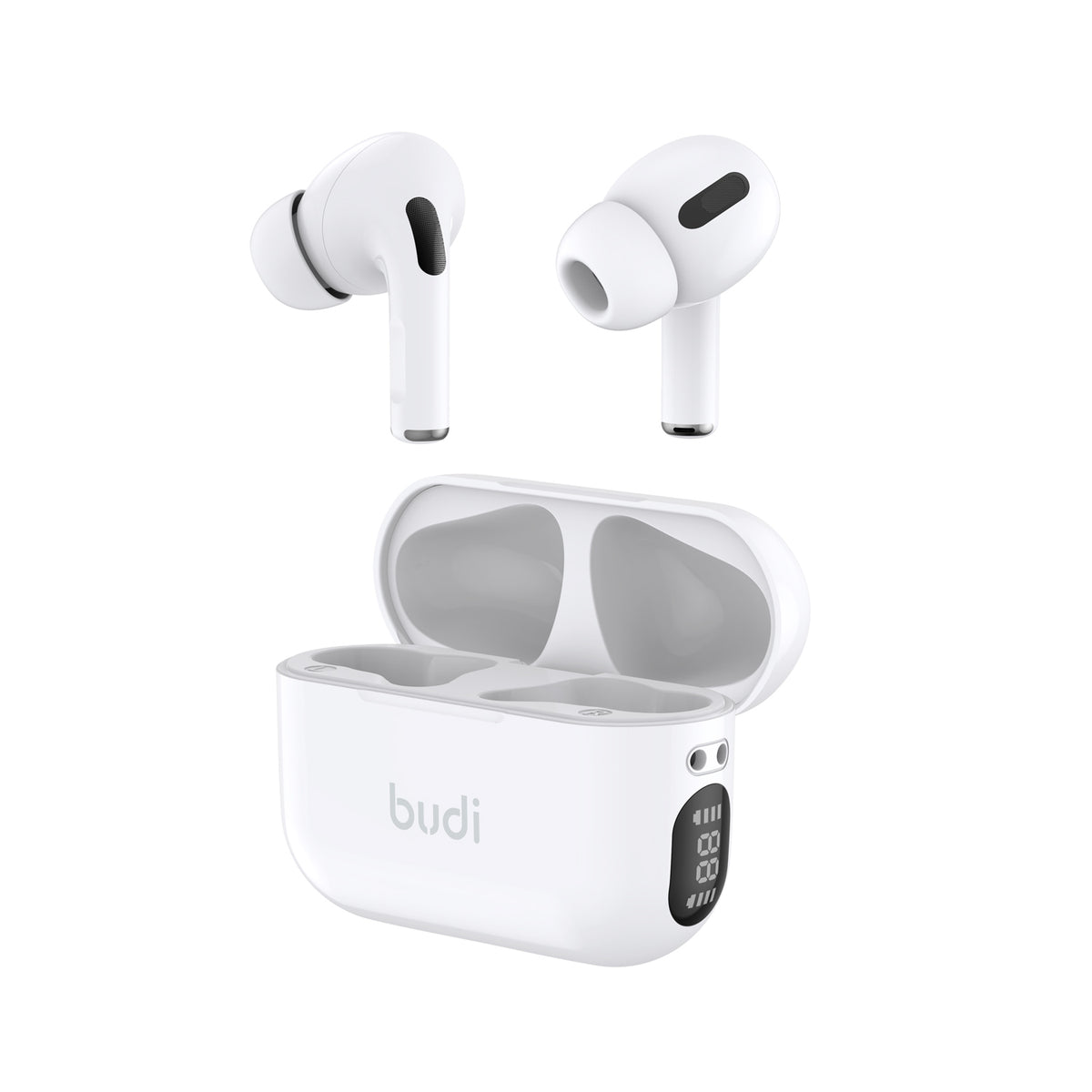 Budi TWS True Wireless Earphone Powerful Base in White Earphones FoneFunShop