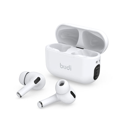 Budi TWS True Wireless Earphone Powerful Base in White Earphones FoneFunShop