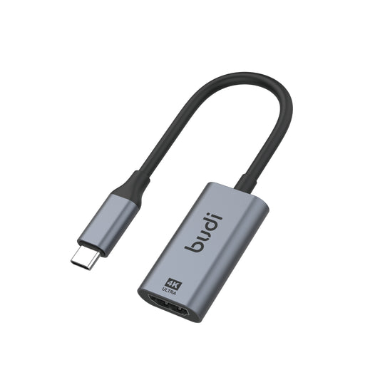 Budi USB-C to HDMI Adapter 4K 30Hz Aluminium Plug and Play Grey Adapter FoneFunShop