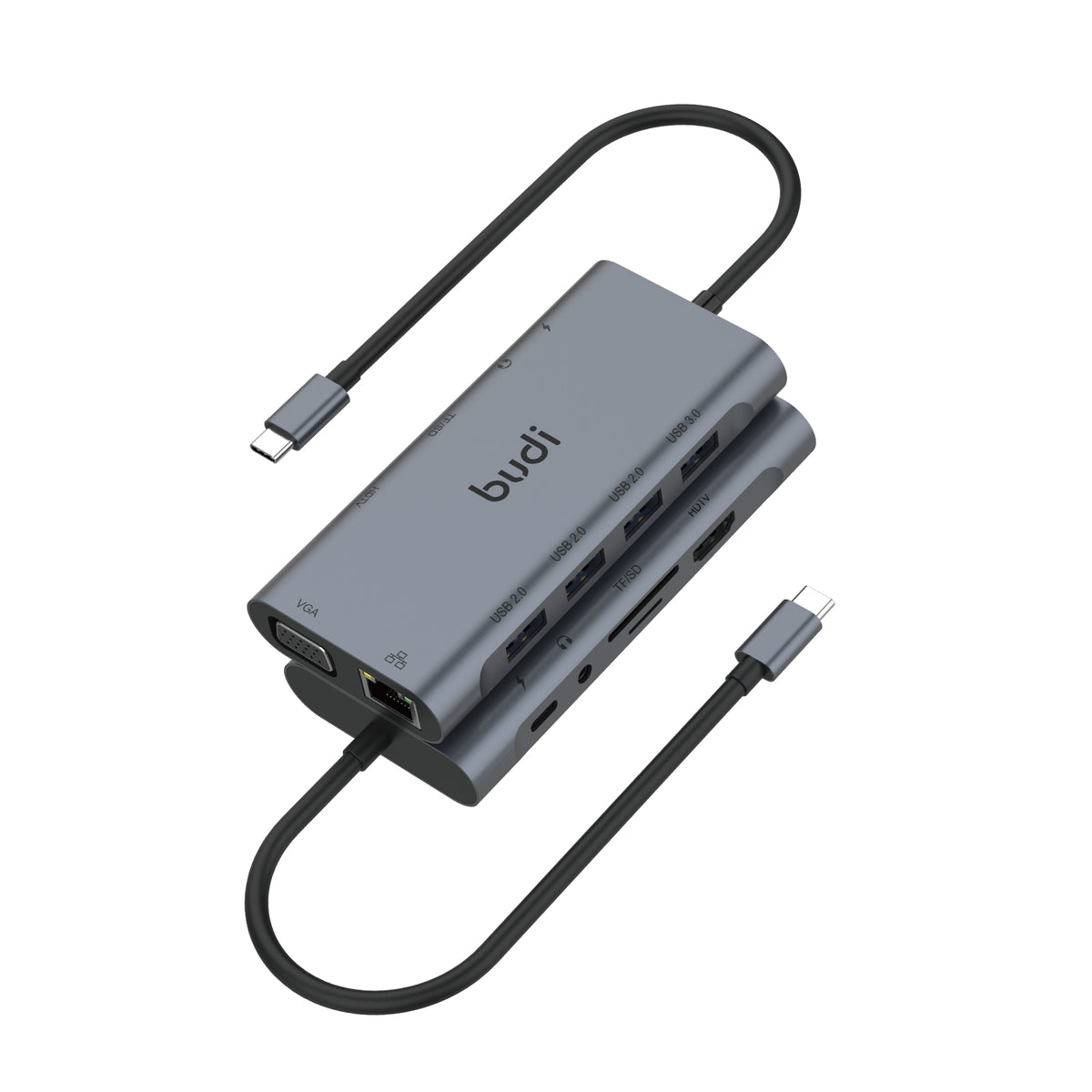Budi 11-in-1 USB-C Docking Station HDMI VGA Ethernet SD TF Hub USB Hub FoneFunShop