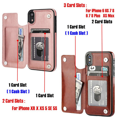 Case For iPhone 14pm 15pm in Red Flip Leather Multi Card Holder Case Cover FoneFunShop   