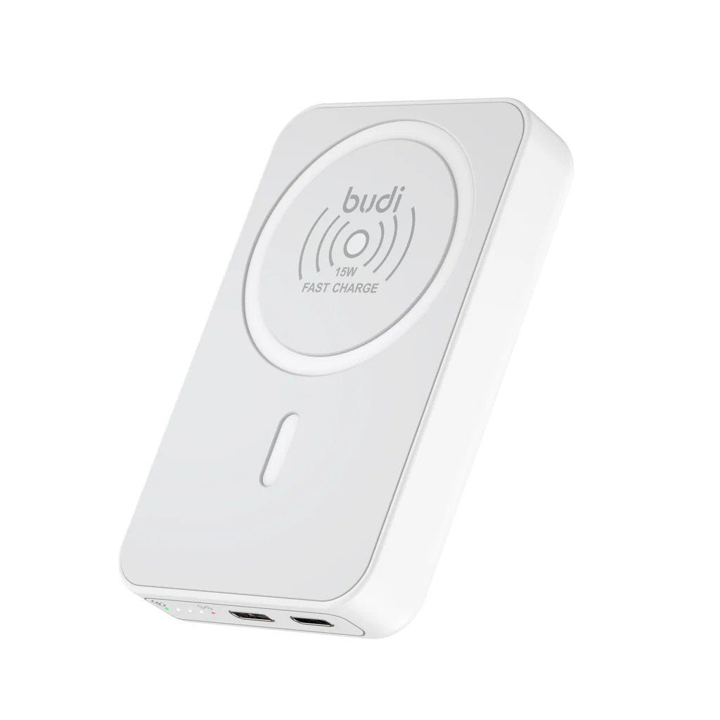 Budi 10000mAh Wireless Power Bank 20W PD Magnetic Magsafe Compatible White Power Bank FoneFunShop