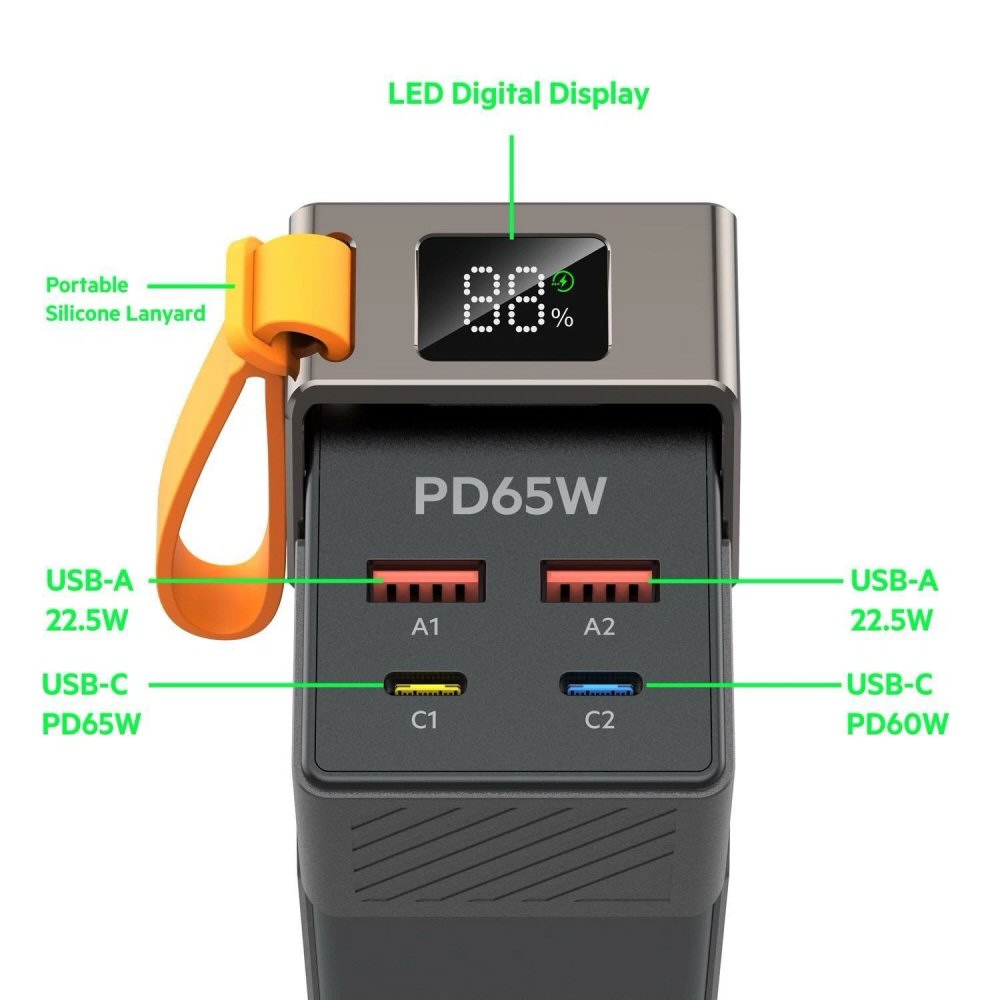Budi 30000mAH Power Bank 65W Dual + PD + QC3.0 Fast Charging Power Bank FoneFunShop