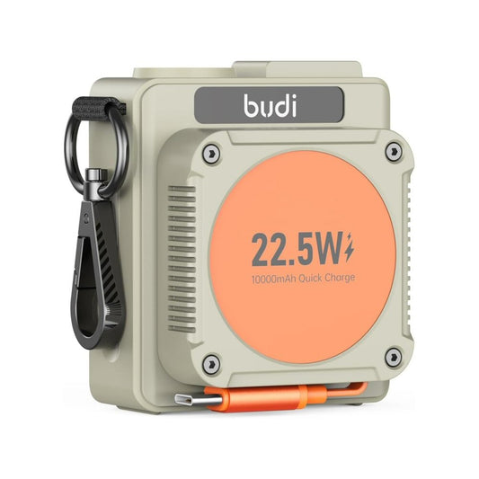 Budi 10000mAH Power Bank With Retractable USB C Cable 22.5W Fast Charge Power Bank FoneFunShop