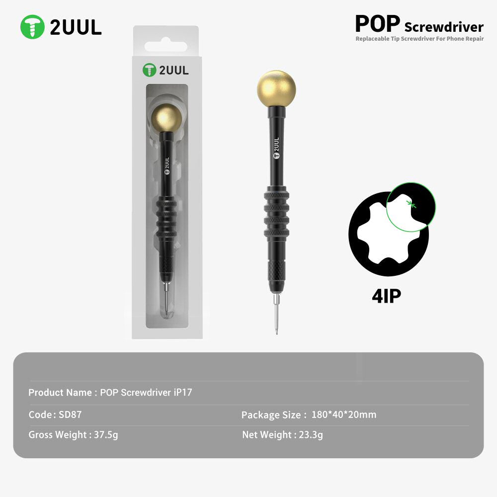 2UUL SD87 POP Screwdriver 4IP Enhanced Torx Replaceable Tip for Phone 17 Series Screwdriver FoneFunShop