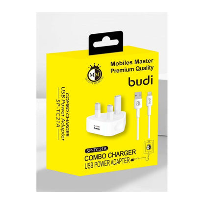 Budi Home Charger 2A With 8Pin Cable White Charger Budi