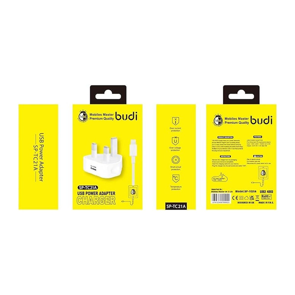 Budi Home Charger 2A With 8Pin Cable White Charger Budi