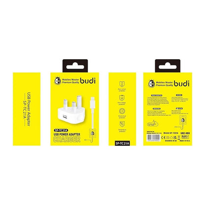 Budi Home Charger 2A With 8Pin Cable White Charger Budi