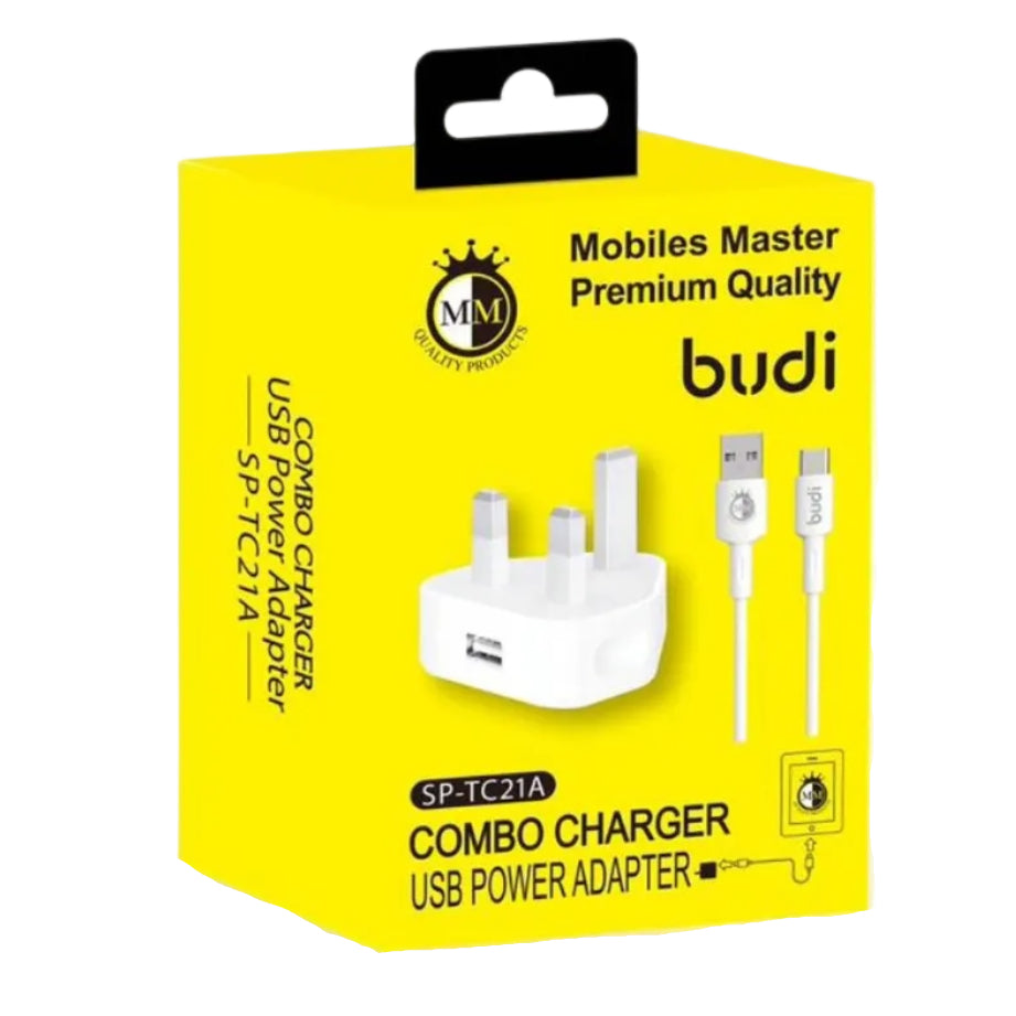 Budi Home Charger 2A With 8Pin Cable White Charger Budi