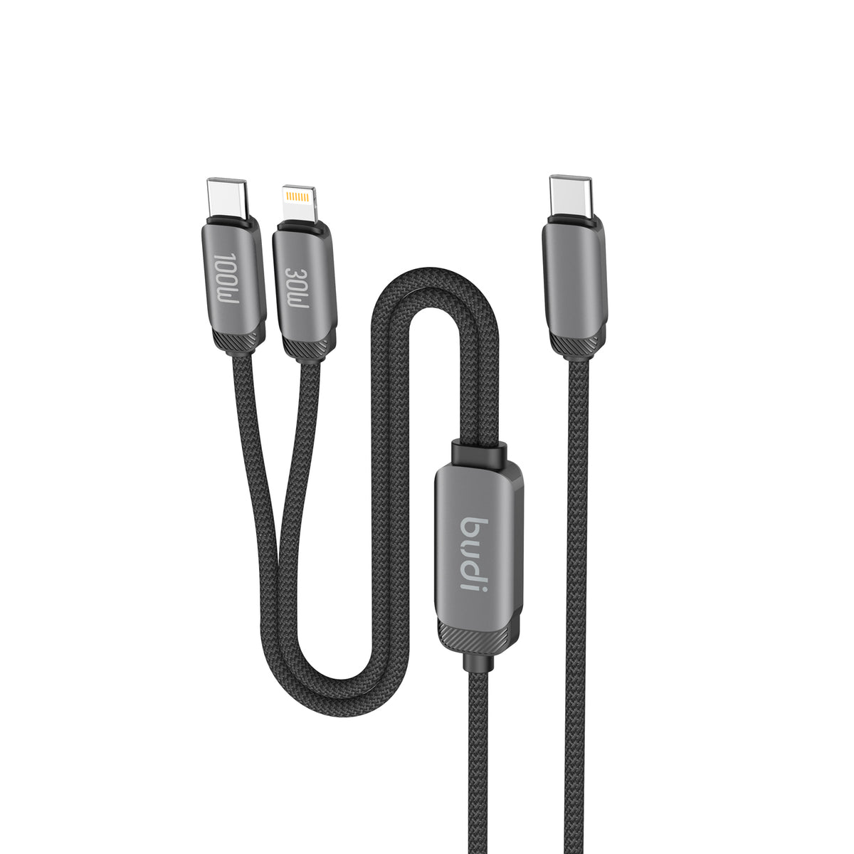 Budi 1.2M USB-C to USB-C and 8Pin Cable 2 in 1 100W PD Braided Cable FoneFunShop