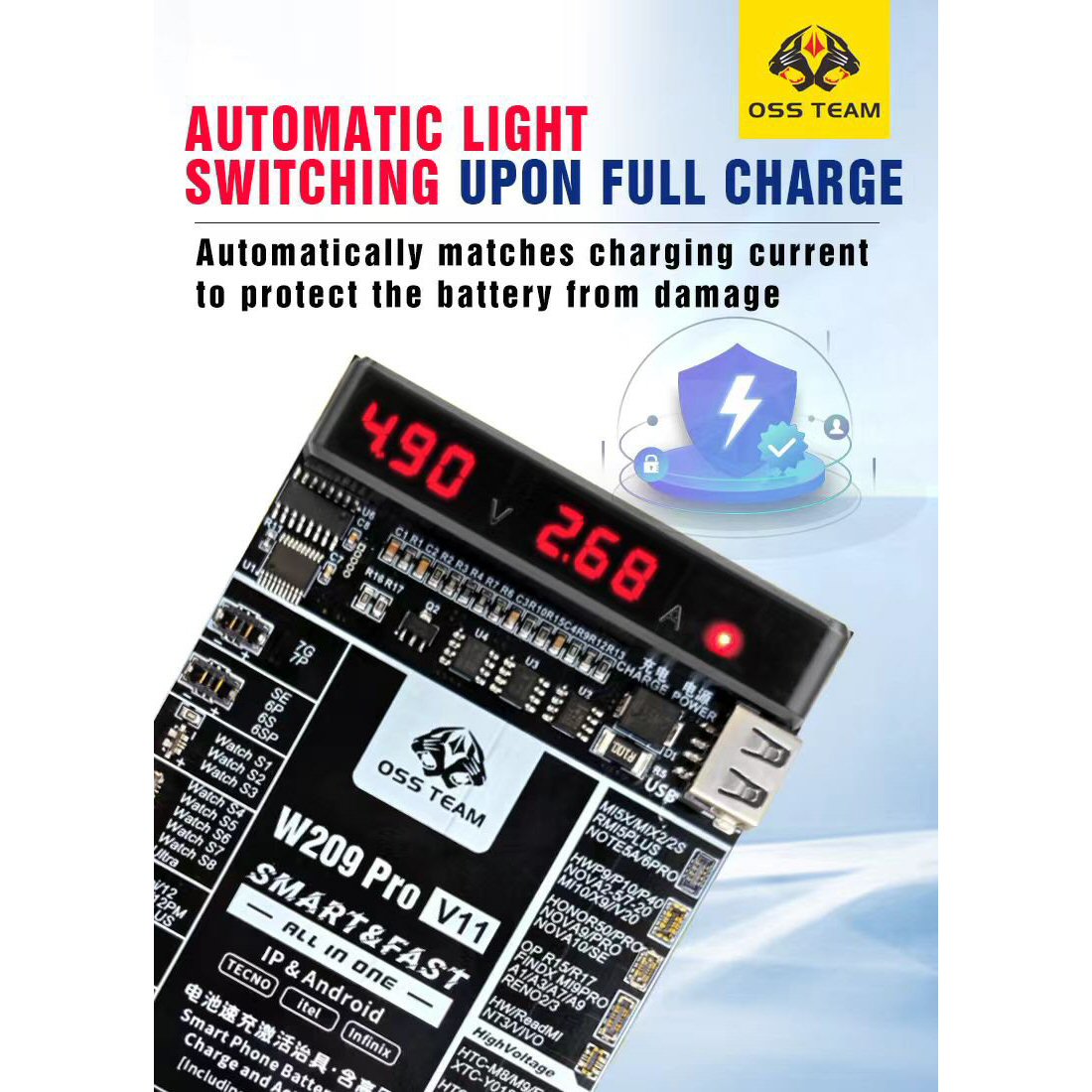 W209 Pro V11 Battery Activation Test Board For IPhone 7-17 & iWatch & Android Battery FoneFunShop