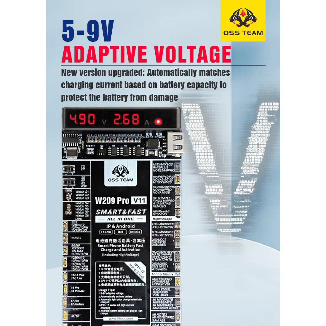 W209 Pro V11 Battery Activation Test Board For IPhone 7-17 & iWatch & Android Battery FoneFunShop