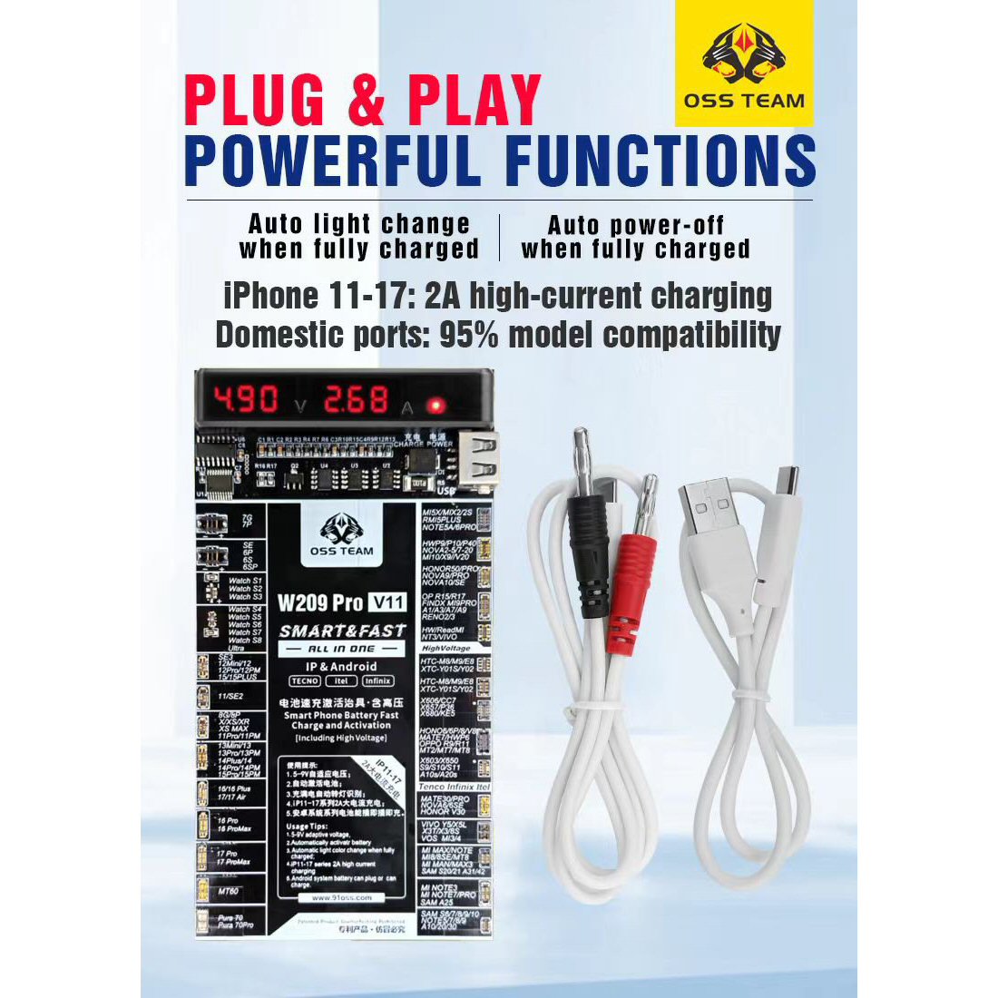 W209 Pro V11 Battery Activation Test Board For IPhone 7-17 & iWatch & Android Battery FoneFunShop