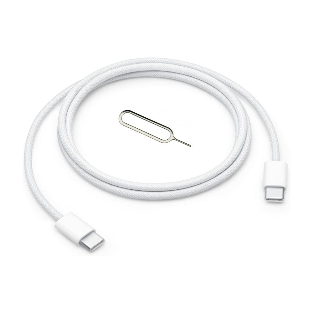 Apple 1M 60W USB-C to USB-C Woven White Apple A2795 with SIM Eject Tool Cable FoneFunShop