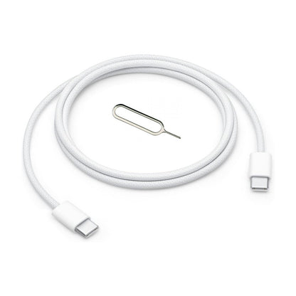 Apple 1M 60W USB-C to USB-C Woven White Apple A2795 with SIM Eject Tool Cable FoneFunShop