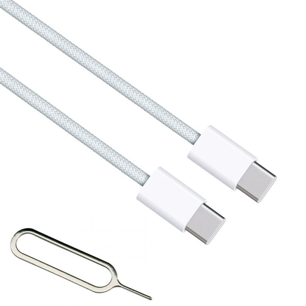 Apple 1M 60W USB-C to USB-C Woven White Apple A2795 with SIM Eject Tool Cable FoneFunShop